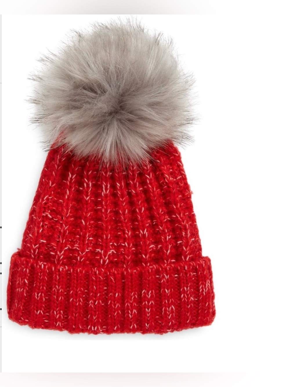 Beanie with Genuine Fox Fur Pom